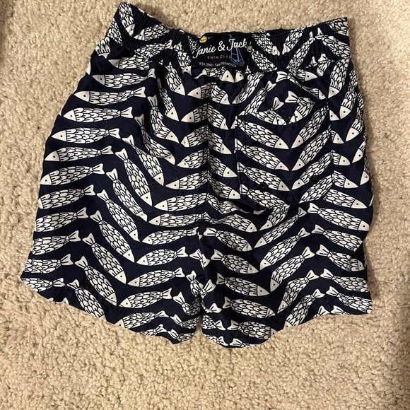 Janie and Jack boys blue fish print swim shorts size 12-18 months - Picture 2 of 3